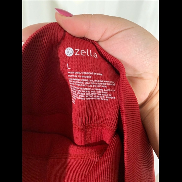 NWD Zella High Waist Ribbed‎ Seamless 7/8 Leggings Red [SZ Large ] - Picture 12 of 13